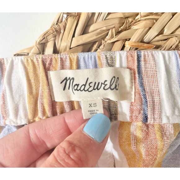 Madewell Womens Linen Cotton Pull-on Shorts  Rainbow Stripe Size XS - Picture 3 of 10